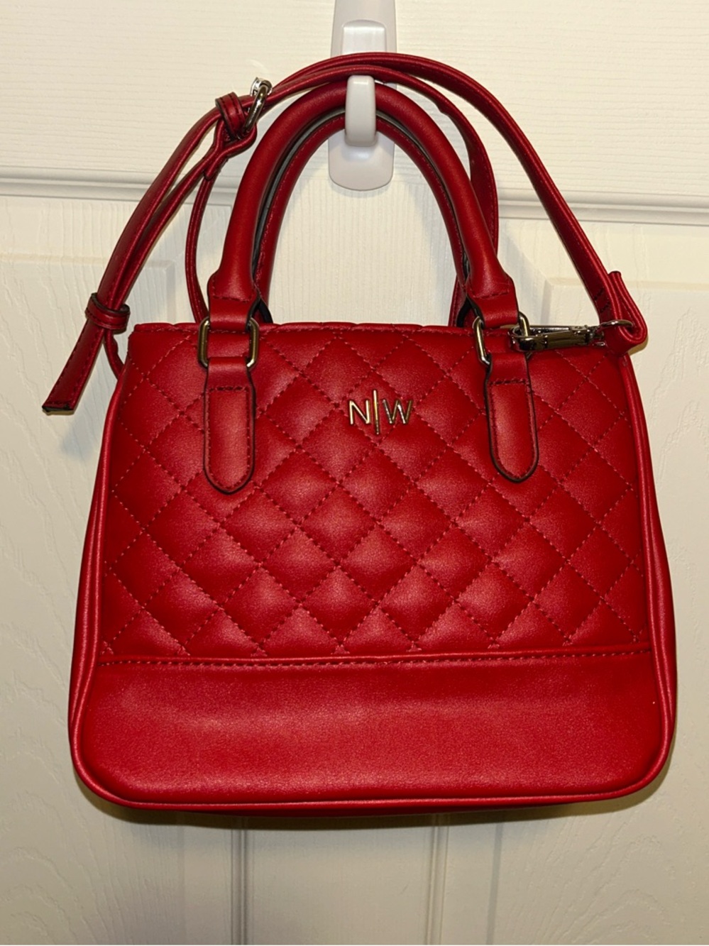Nine West Top-Handle faux-leather purse in candy apple Red
